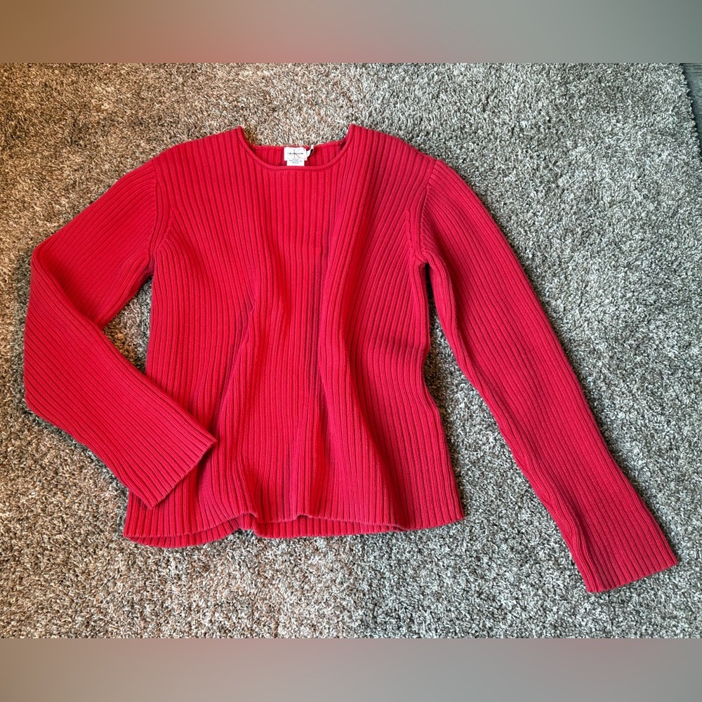 Calvin Klein vintage red 100% cotton ribbed sweater